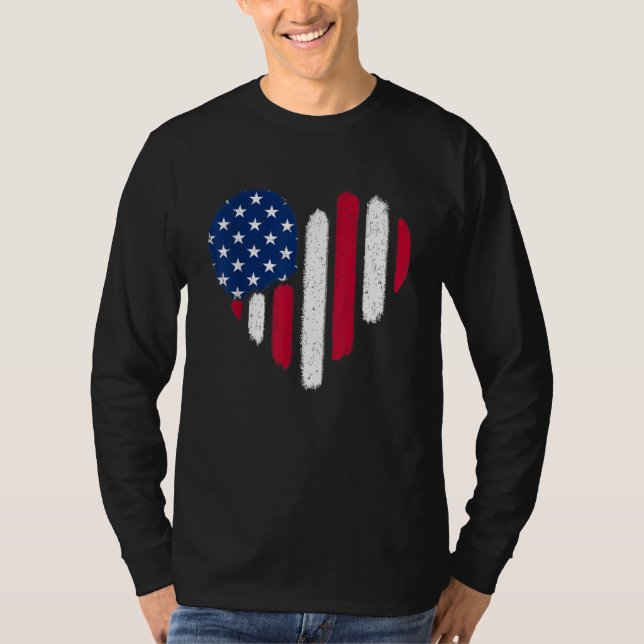 Camiseta American Flag Heart 4th of July Patriotic USA Flag (Frente)