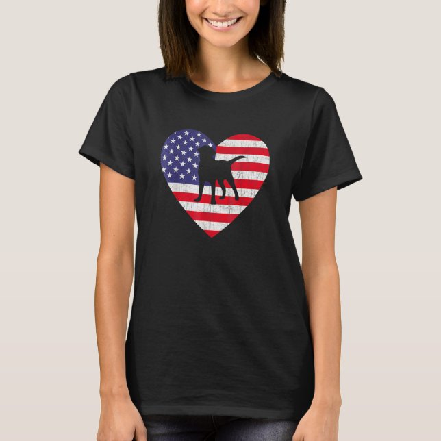 Camiseta American Flag Heart Afador Dog 4 De Julho Dos Eua  (Frente)