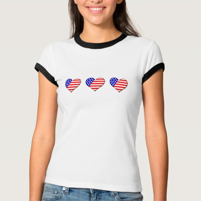 Camiseta American Flag Heart Ladies T-Shirt (Frente)