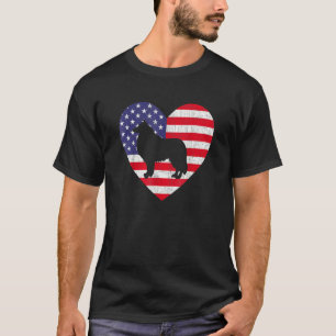 Camiseta American Flag Heart Rough Collie Dog 4 De Julho P