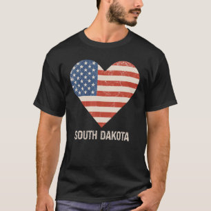 Camiseta American Flag Heart South Dakota 4 De Julho Patri