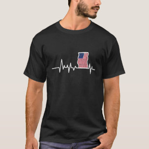 Camiseta American Flag Heartbeat EUA América