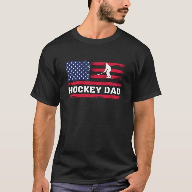 Camiseta American Flag Hockey Dad Father's Day (Frente)