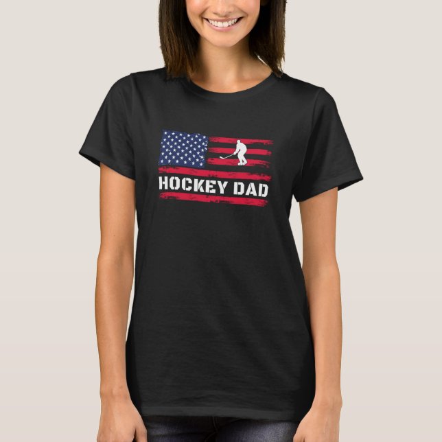 Camiseta American Flag Hockey Dad Father's Day (Frente)