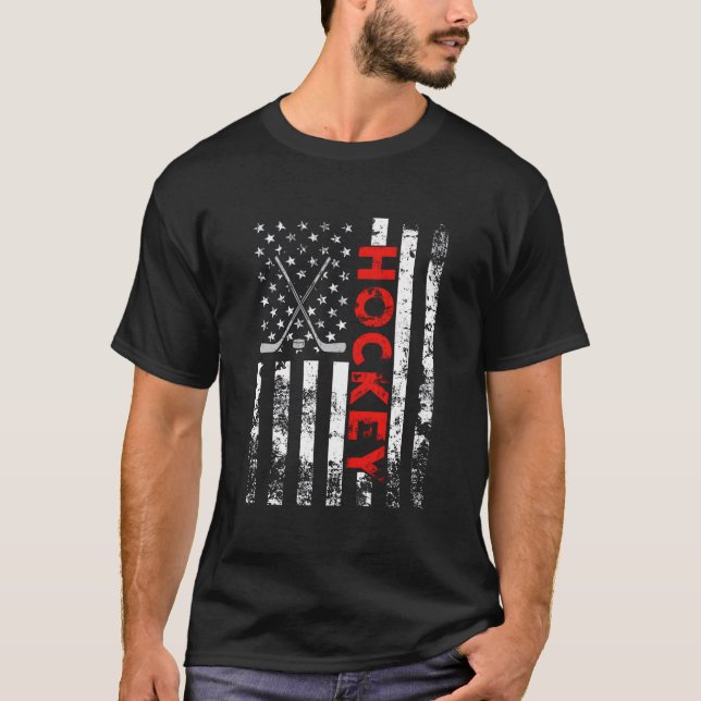 Camiseta American Flag Hockey Usa Patriotic (Frente)