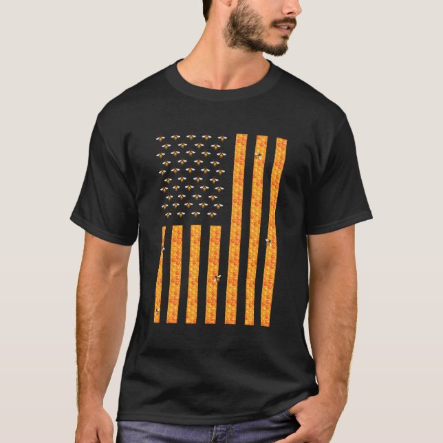 Camiseta American Flag Honeycomb Honey Beeke& Beek (Frente)