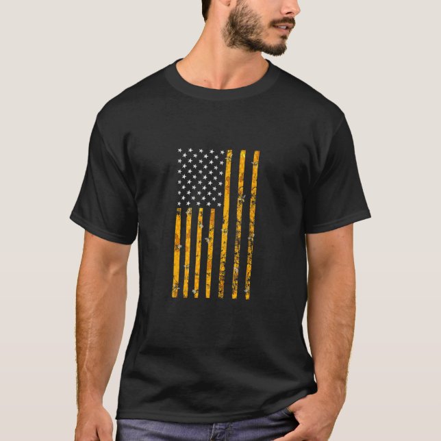 Camiseta American Flag Honeycomb Honey Beekeke (Frente)