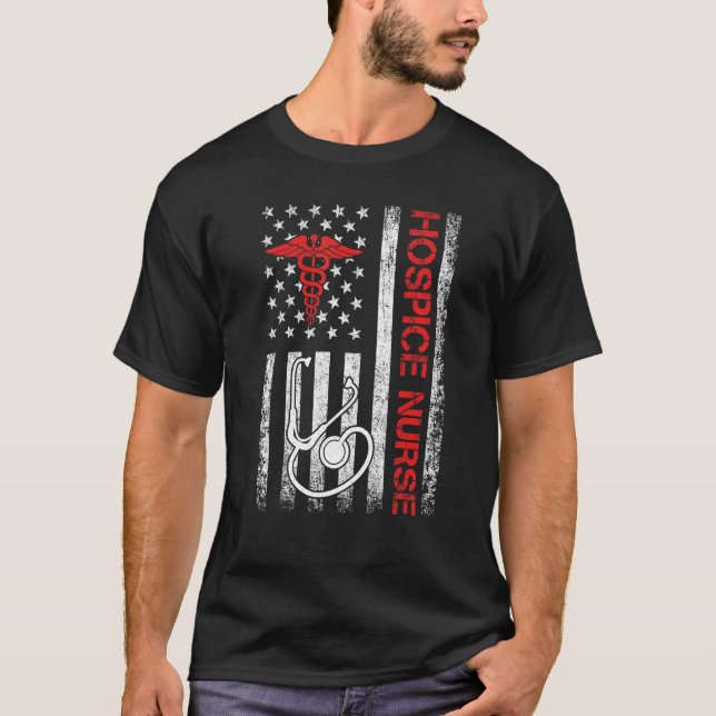 Camiseta American Flag Hospice Nurse End of Life Palliative (Frente)