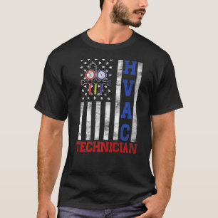Camiseta American Flag HVAC Technician EUA Flag HVAC Tech D