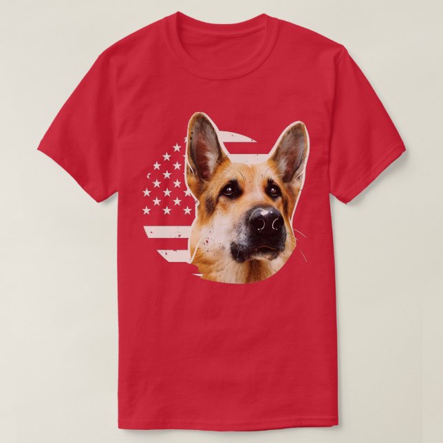Camiseta American Flag I Dog Lover I Patriotic German Sheph (Frente do Design)