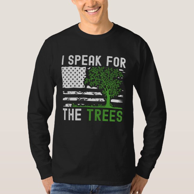Camiseta American Flag I Speak For Trees Earth Day 2023 Ear (Frente)