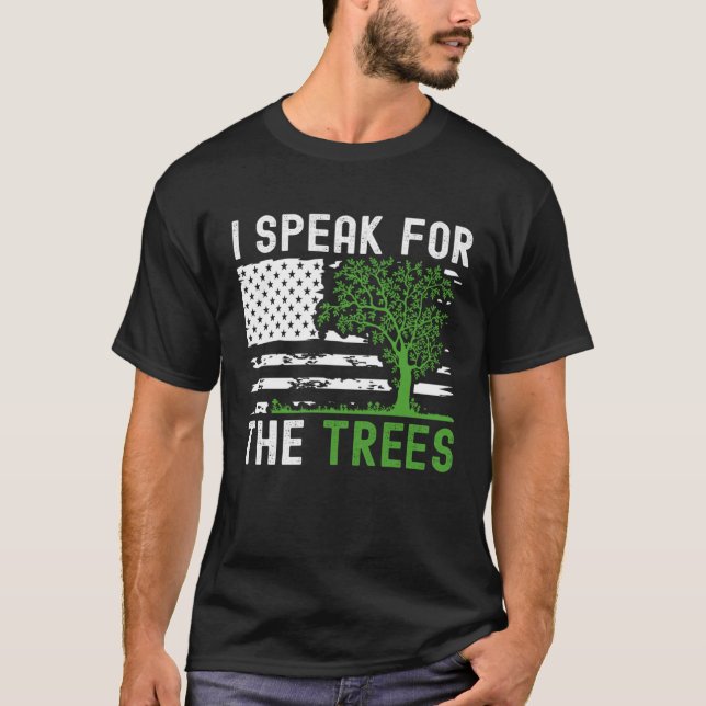 Camiseta American Flag I Speak For Trees Earth Day 2023 Ear (Frente)