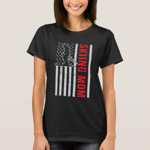 Camiseta American Flag Ice Ski Mãe Vintage Mãe Esquiando S