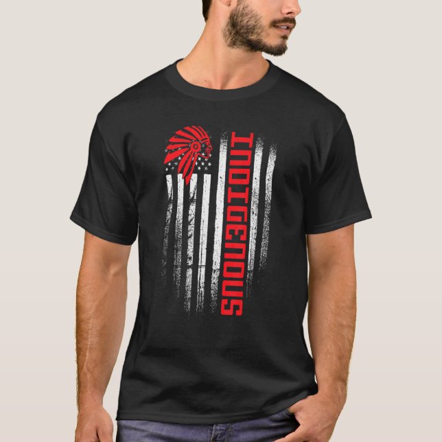 Camiseta American Flag Indigenous Peoples Day Native Americ (Frente)