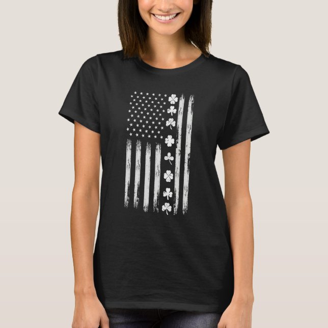 Camiseta American Flag Ireland Flag Saint Patricks Day Sham (Frente)