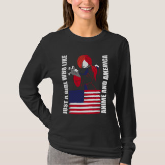 Camiseta American Flag - Just a Girl who Like Anime and Ame