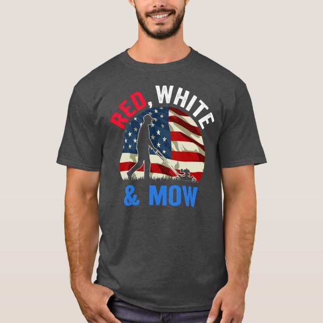 Camiseta American Flag Lawn Mowing 4th Of July Lawn Mower (Frente)