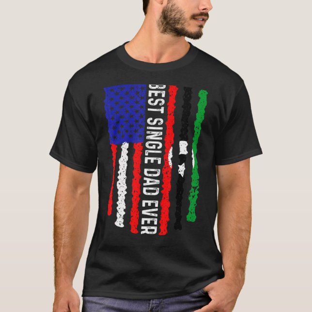 Camiseta American Flag Libya Best Solteiro Pai Alguma Vez F (Frente)