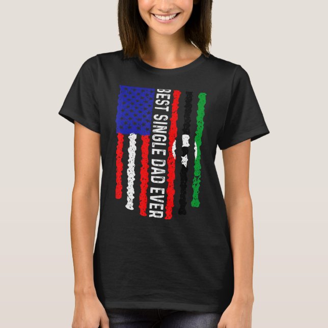 Camiseta American Flag Libya Best Solteiro Pai Alguma Vez F (Frente)