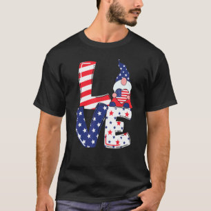 Camiseta American Flag Love Gnomo Patriotic Usa Kids 4th Of