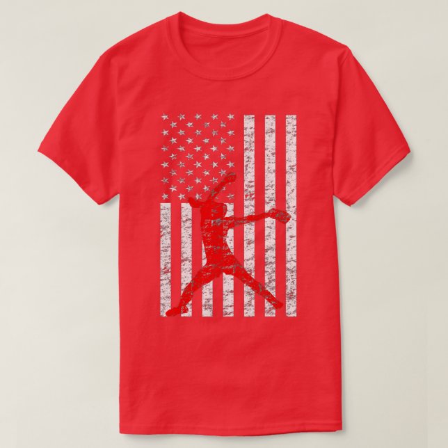 Camiseta American Flag Love Softball FastPitcher Gift (Frente do Design)