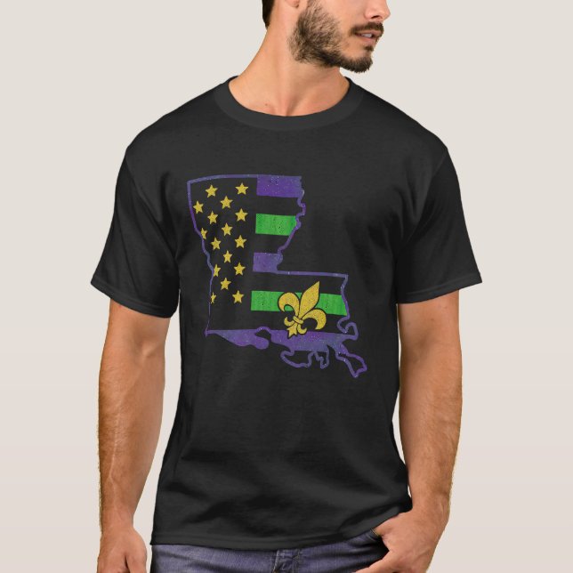 Camiseta American Flag Mardi Gras Crawfish  USA Flag Mardi  (Frente)