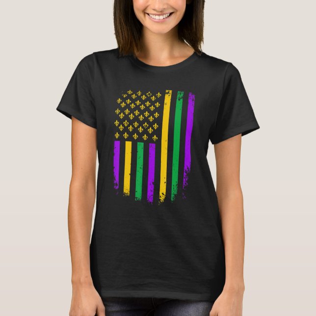Camiseta American Flag Mardi Gras Fleur De Lys Mardi Gras C (Frente)