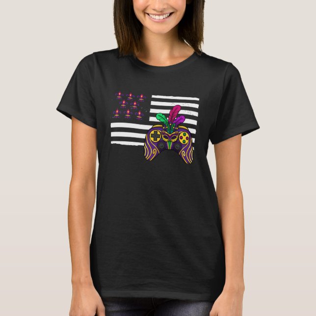 Camiseta American flag mardi gras gaming parade  1 (Frente)
