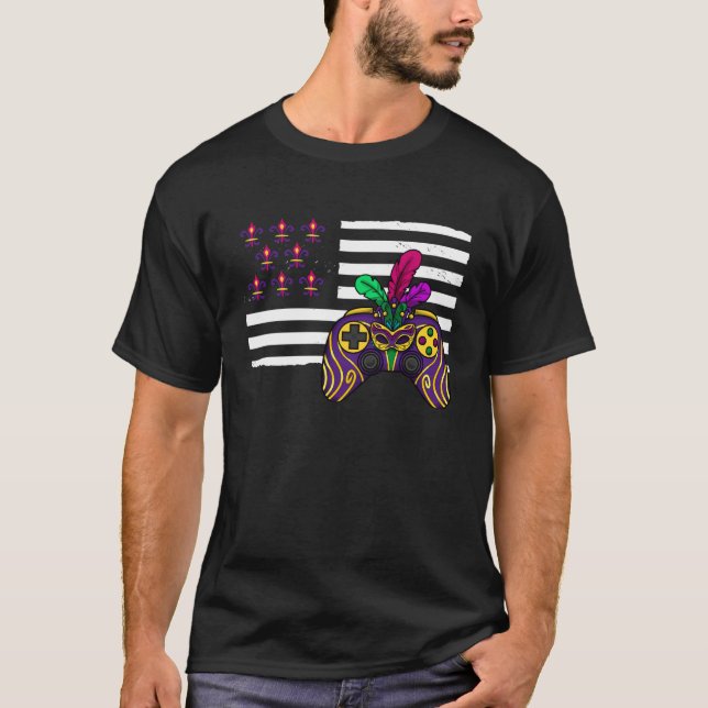 Camiseta American flag mardi gras gaming parade  1 (Frente)