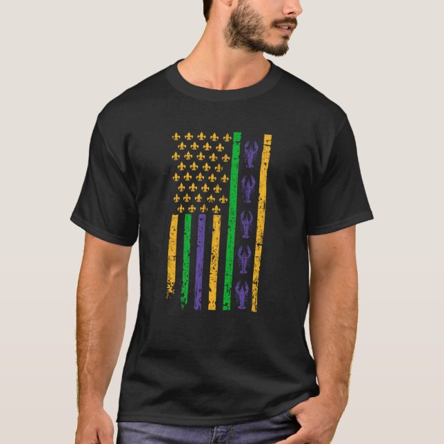 Camiseta American Flag Mardi Gras Mardi Gras Crawfish Outfi (Frente)