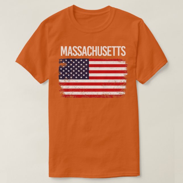 Camiseta American Flag Massachusetts (Frente do Design)