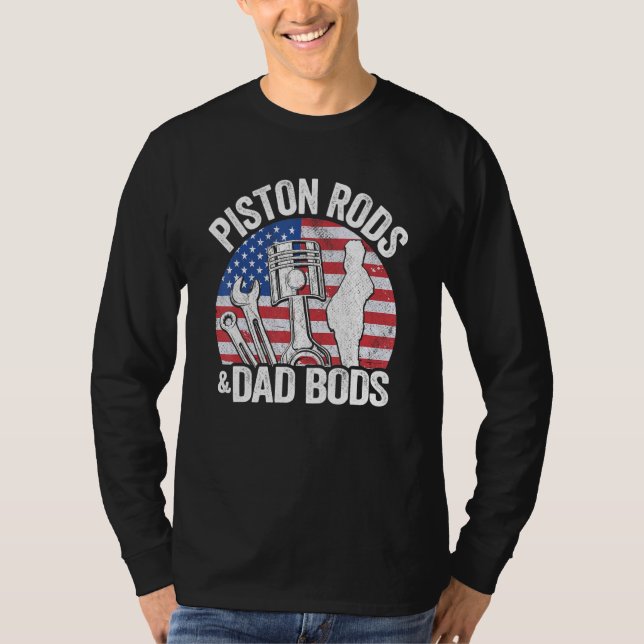 Camiseta American Flag Mechanic 4° De Julho Piston Rods E (Frente)