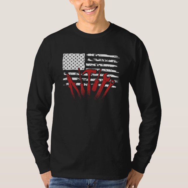 Camiseta American Flag Mechanic Handyman Trade Distressed U (Frente)