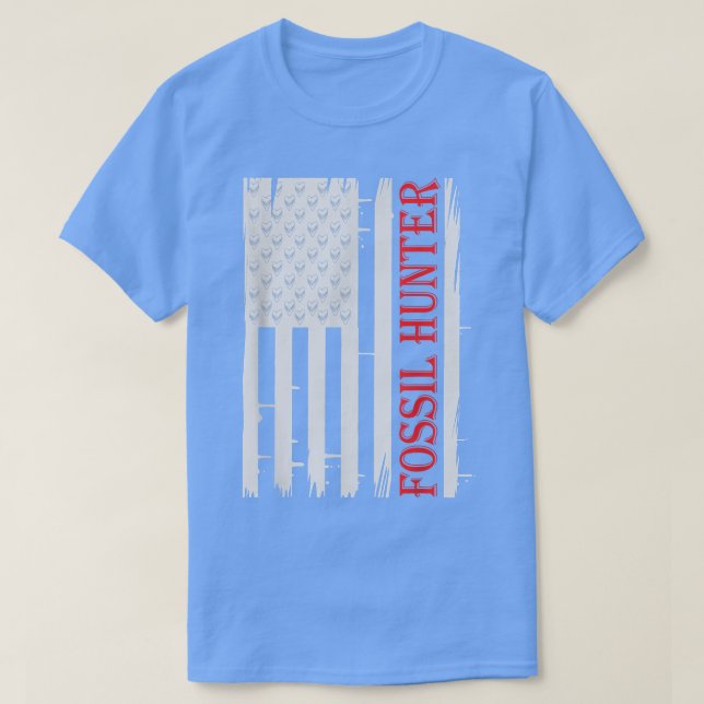 Camiseta American Flag Megalodon Teeth Shark Fossil Hunter (Frente do Design)