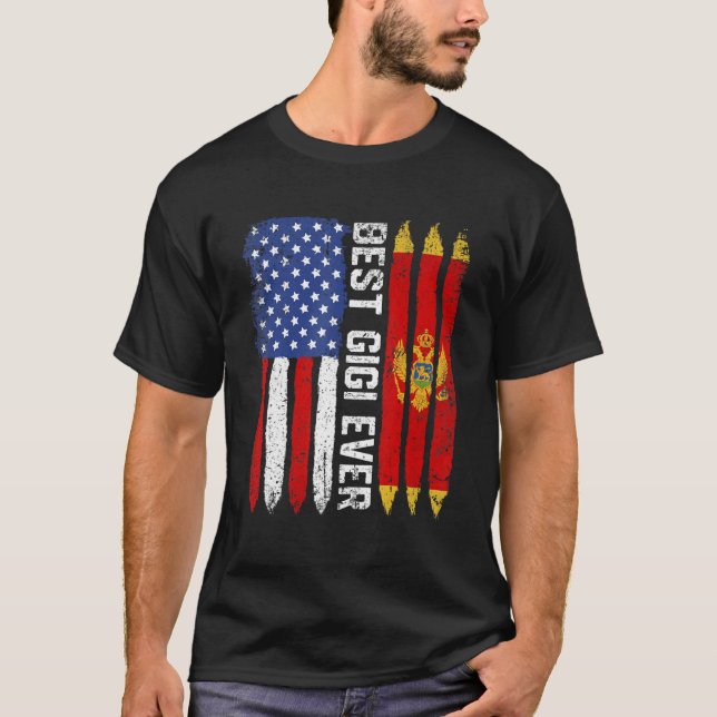 Camiseta American Flag Montenegro Best Gigi Ever Familiar (Frente)