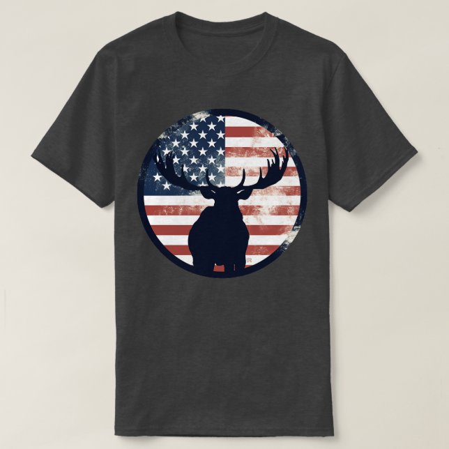 Camiseta American Flag Moose 1 (Frente do Design)