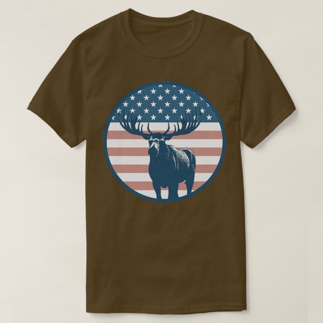 Camiseta American Flag Moose 2 (Frente do Design)