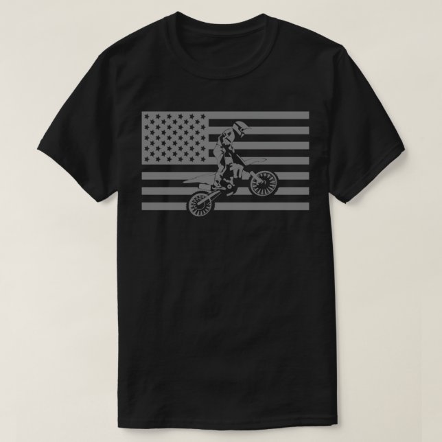 Camiseta American Flag Motocross Apparel  Motocross Dirt Bi (Frente do Design)