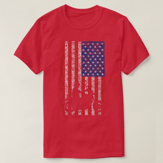 Camiseta American Flag Motorcycle Biker174 (Frente do Design)