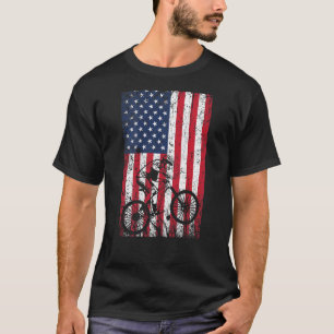 Camiseta American Flag Mountain Biking 4 de julho Bike Bik