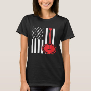 Camiseta American Flag Musical Notes Banjo
