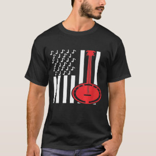 Camiseta American Flag Musical Notes Banjo