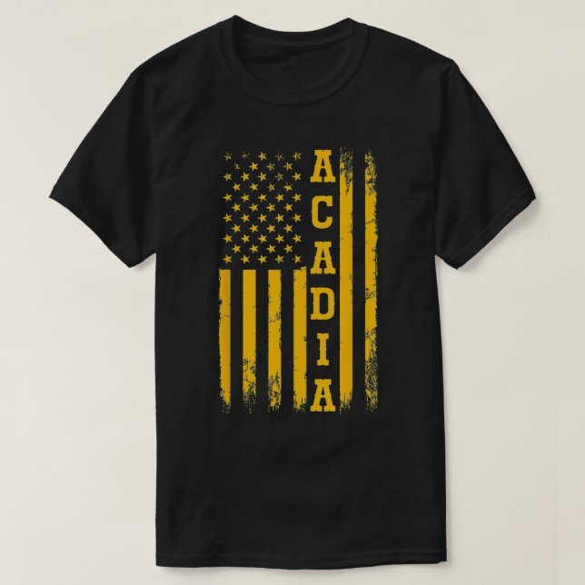 Camiseta American Flag National Park Acadia (Frente do Design)