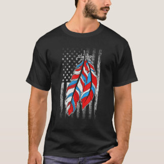 Camiseta American Flag  Native Feather Pride Month Indigeno