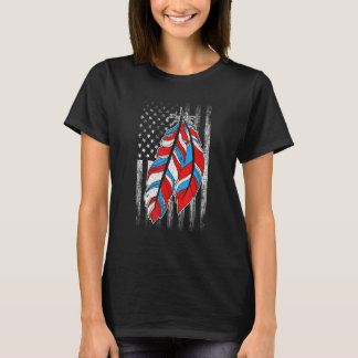 Camiseta American Flag  Native Feather Pride Month Indigeno
