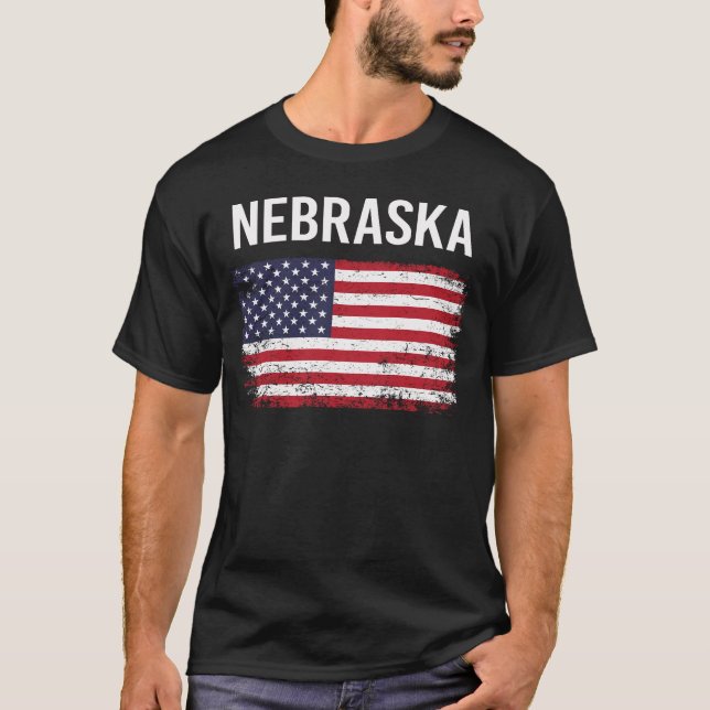 Camiseta American Flag Nebraska (Frente)
