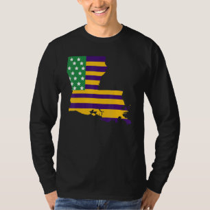 Camiseta American Flag New Orleans Louisiana Map Carnival