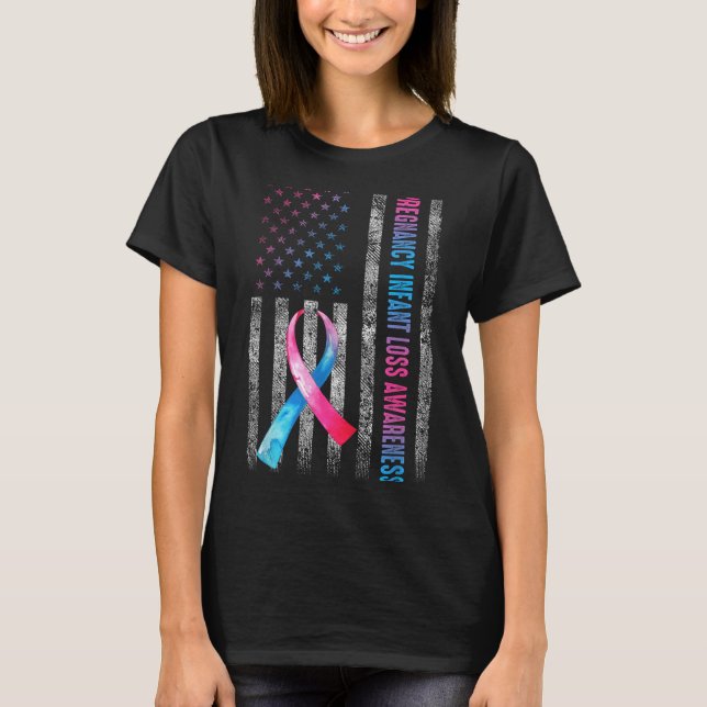 Camiseta American Flag Nk &amp; Blue Pregnancy Infant Loss  (Frente)