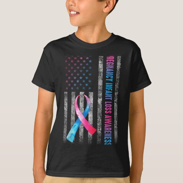 Camiseta American Flag Nk &amp; Blue Pregnancy Infant Loss  (Frente)