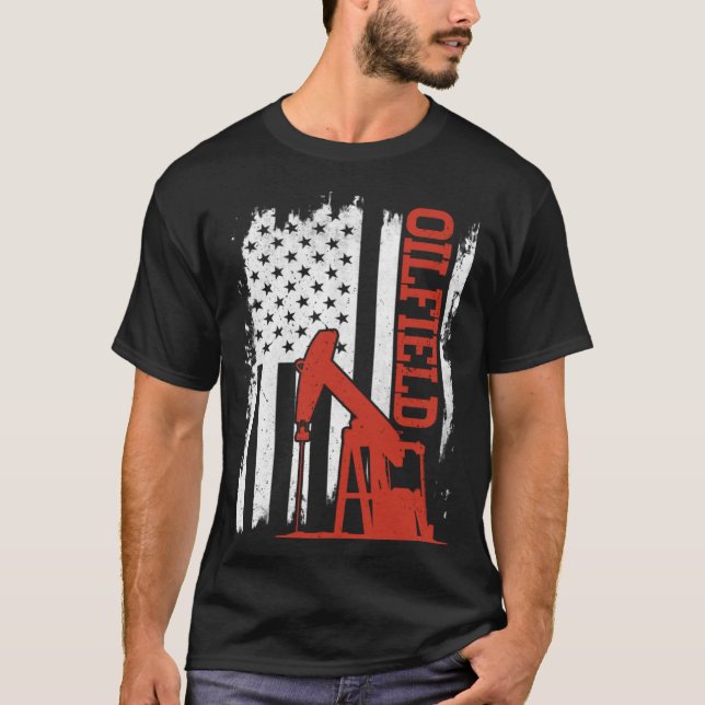 Camiseta American Flag Oilfield Workers Oil Rig Roughneck (Frente)